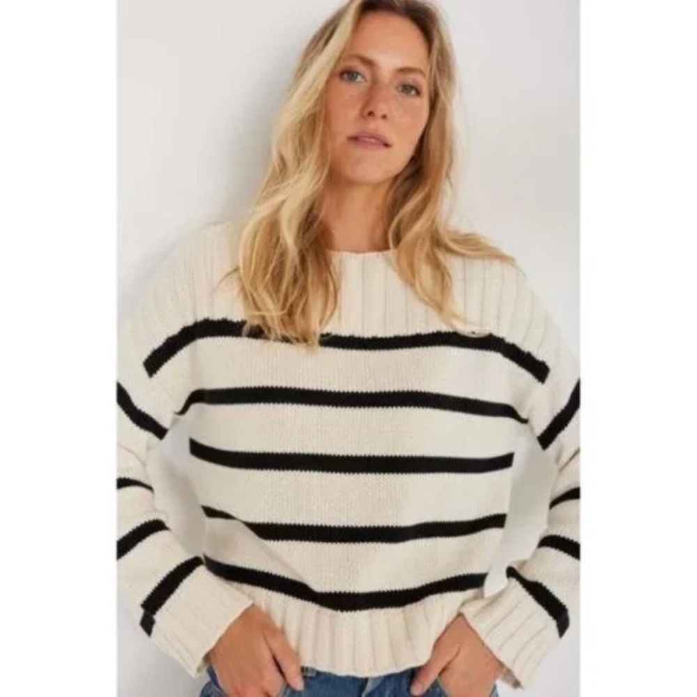 NOT MONDAY Ivory Madison Stripe Pullover Sweater 25157